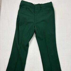 Vintage Kings Road Sears Perma-Prest Green Dress Pants Full Cut 38M Mens Slacks